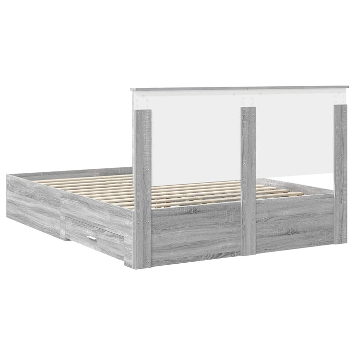 Cadru de pat cu headboard Gri Sonoma 150 x 200 cm Lemn compozit - WALTI WALTI