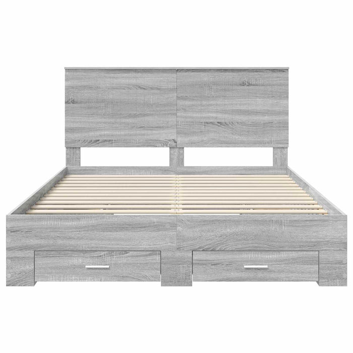 Cadru de pat cu headboard Gri Sonoma 150 x 200 cm Lemn compozit - WALTI WALTI