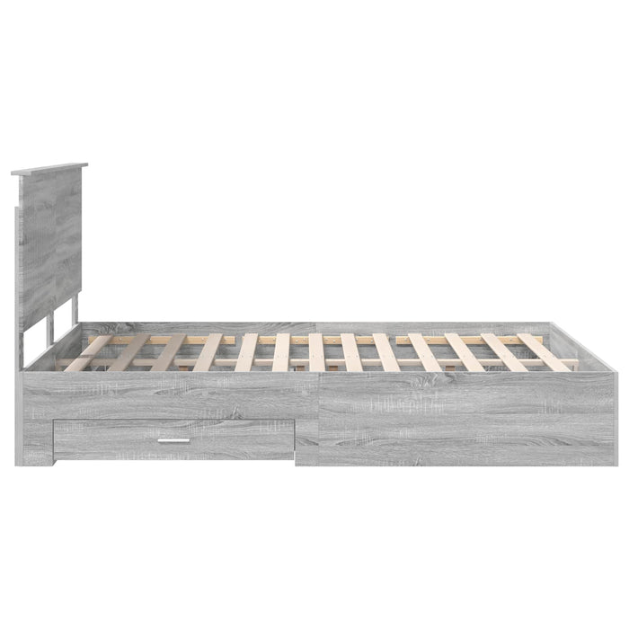 Cadru de pat cu headboard Gri Sonoma 150 x 200 cm Lemn compozit - WALTI WALTI