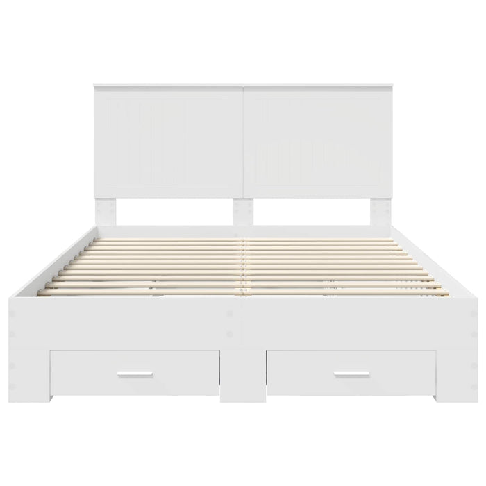 Cadru de pat cu headboard Alb 140 x 190 cm Lemn compozit - WALTI WALTI