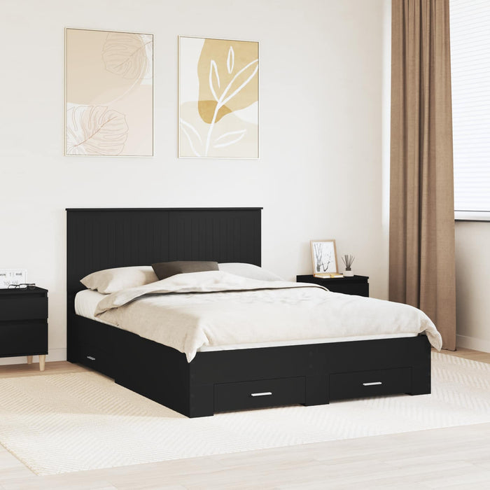 Cadru de pat cu headboard Negru 140 x 190 cm Lemn compozit - WALTI WALTI