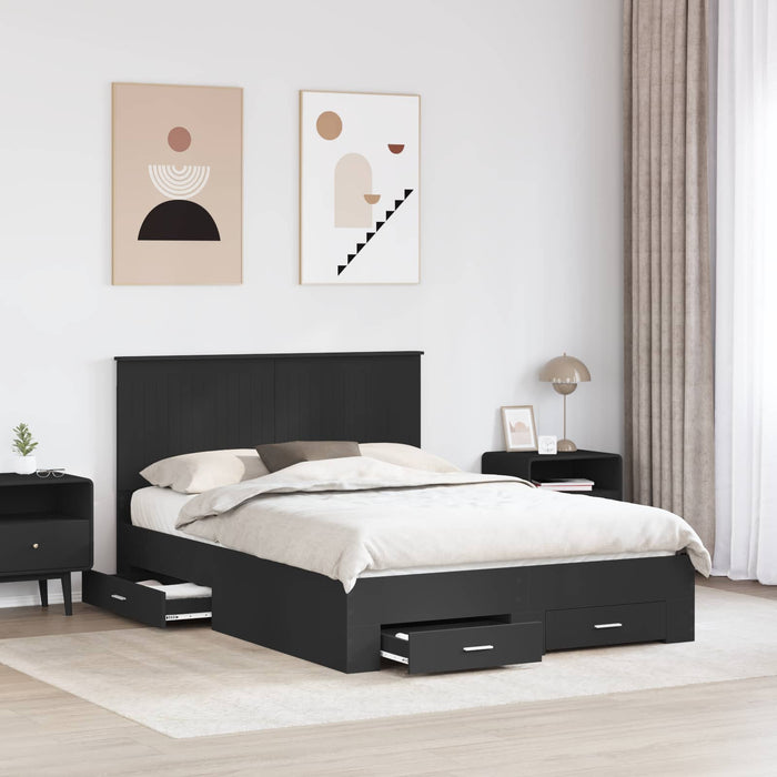 Cadru de pat cu headboard Negru 140 x 190 cm Lemn compozit - WALTI WALTI