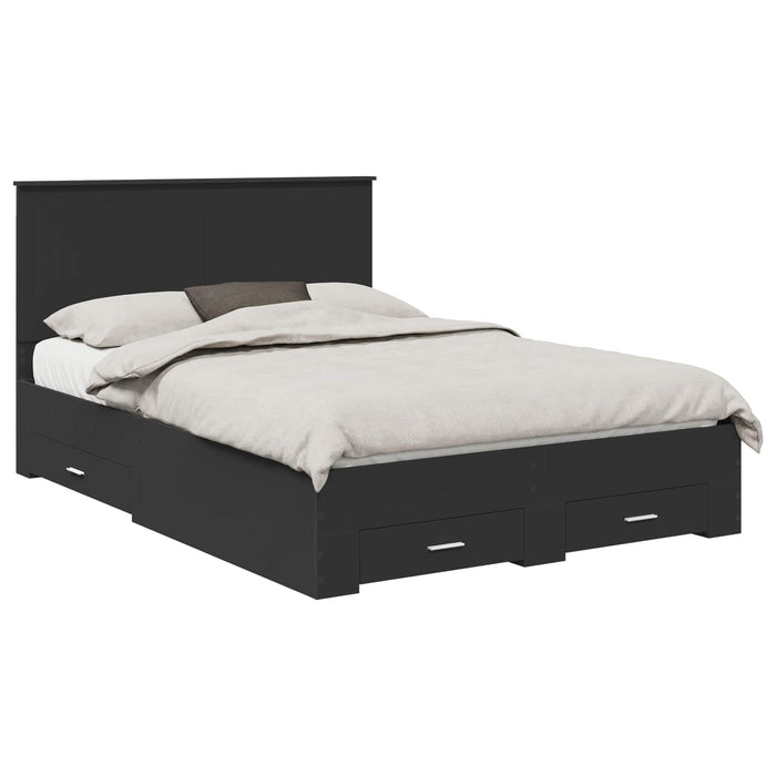 Cadru de pat cu headboard Negru 140 x 190 cm Lemn compozit - WALTI WALTI