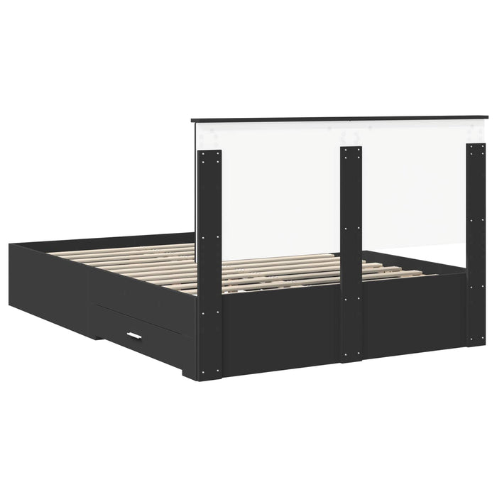 Cadru de pat cu headboard Negru 140 x 190 cm Lemn compozit - WALTI WALTI