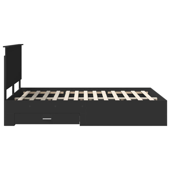 Cadru de pat cu headboard Negru 140 x 190 cm Lemn compozit - WALTI WALTI