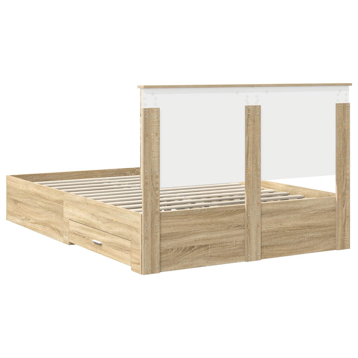Cadru de pat cu sertar Stejar Sonoma 140 x 190 cm Lemn compozit - WALTI WALTI