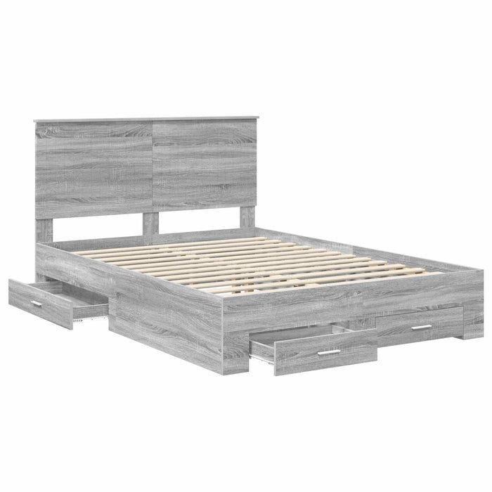 Cadru de pat cu headboard Gri Sonoma 140 x 190 cm Lemn compozit - WALTI WALTI