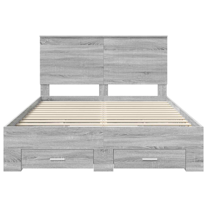 Cadru de pat cu headboard Gri Sonoma 140 x 190 cm Lemn compozit - WALTI WALTI