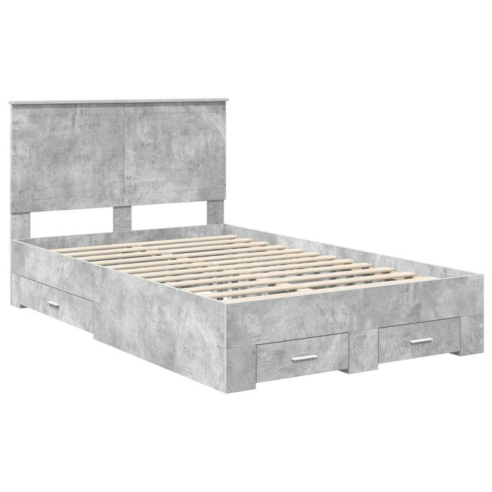 Cadru de pat cu sertar Gri din beton 120 x 200 cm Lemn compozit - WALTI WALTI