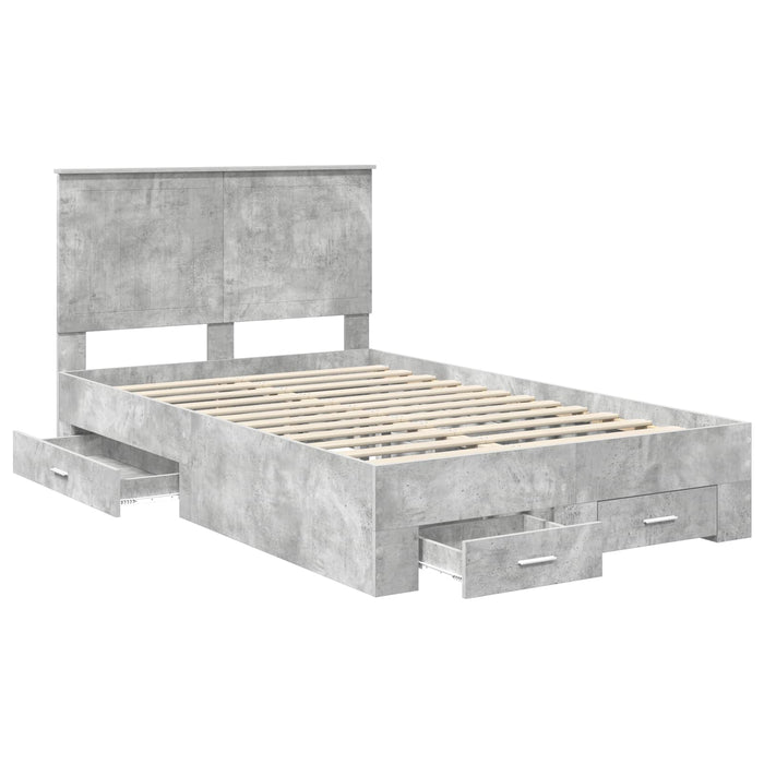 Cadru de pat cu sertar Gri din beton 120 x 200 cm Lemn compozit - WALTI WALTI