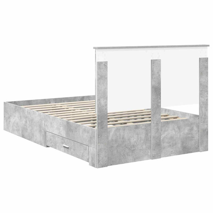 Cadru de pat cu sertar Gri din beton 120 x 200 cm Lemn compozit - WALTI WALTI