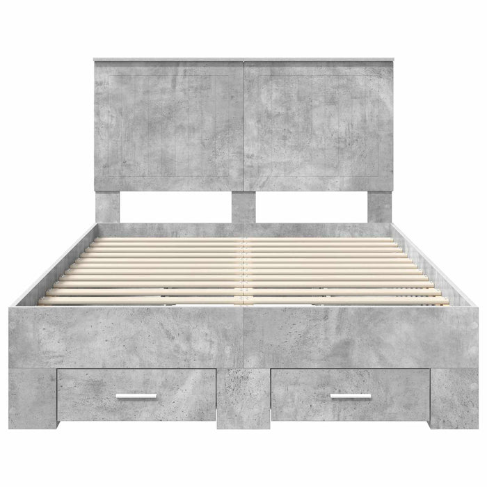 Cadru de pat cu sertar Gri din beton 120 x 200 cm Lemn compozit - WALTI WALTI