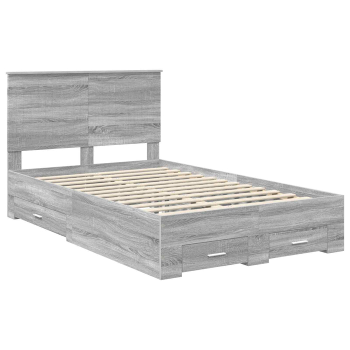Cadru de pat cu headboard Gri Sonoma 120 x 200 cm Lemn compozit - WALTI WALTI