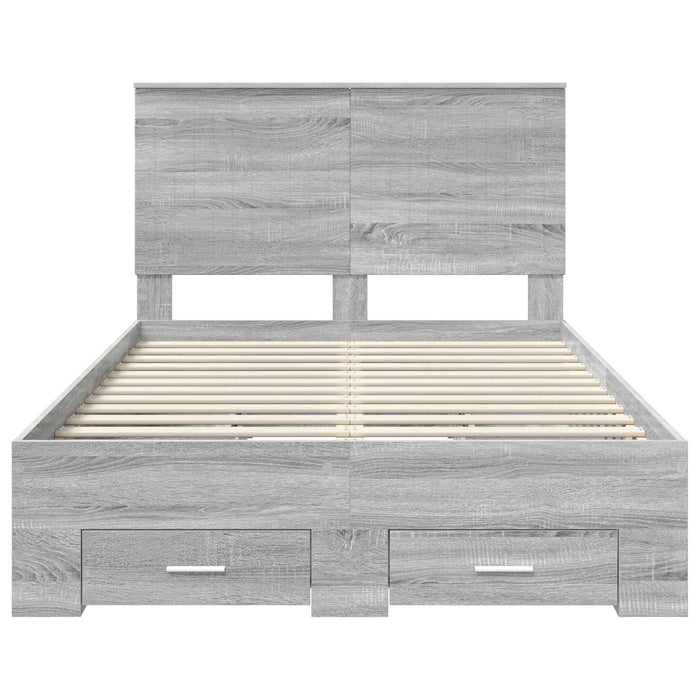 Cadru de pat cu headboard Gri Sonoma 120 x 200 cm Lemn compozit - WALTI WALTI