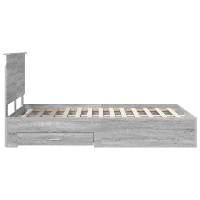 Cadru de pat cu headboard Gri Sonoma 120 x 200 cm Lemn compozit - WALTI WALTI