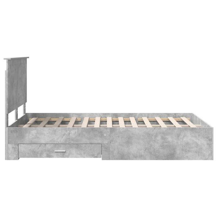 Cadru de pat cu sertar Gri din beton 120 x 190 cm Lemn compozit - WALTI WALTI