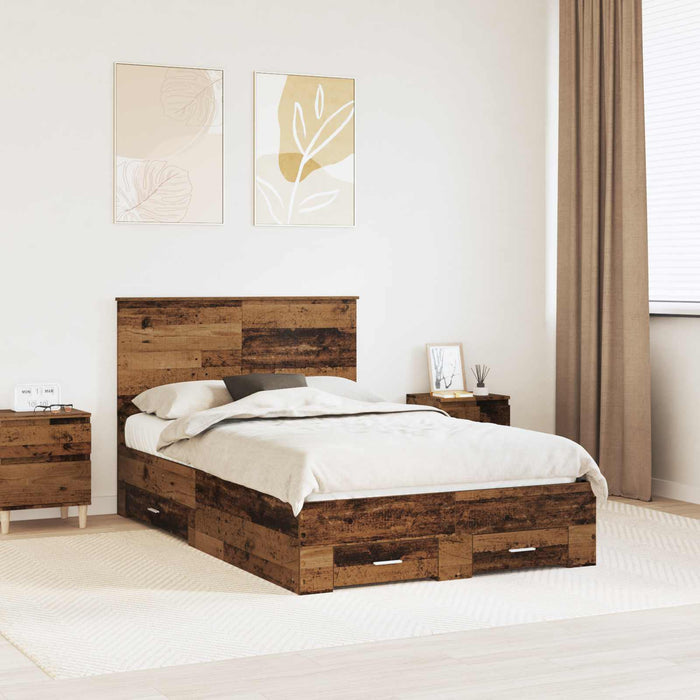 Cadru de pat cu headboard Lemn vechi 120 x 190 cm Lemn compozit - WALTI WALTI