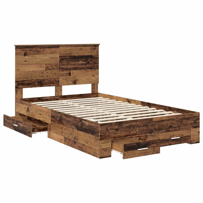 Cadru de pat cu headboard Lemn vechi 120 x 190 cm Lemn compozit - WALTI WALTI