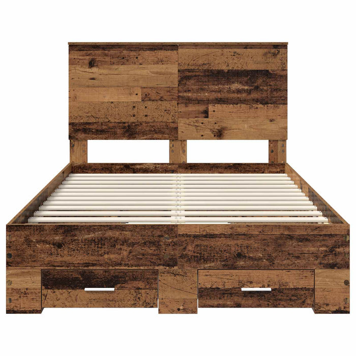 Cadru de pat cu headboard Lemn vechi 120 x 190 cm Lemn compozit - WALTI WALTI