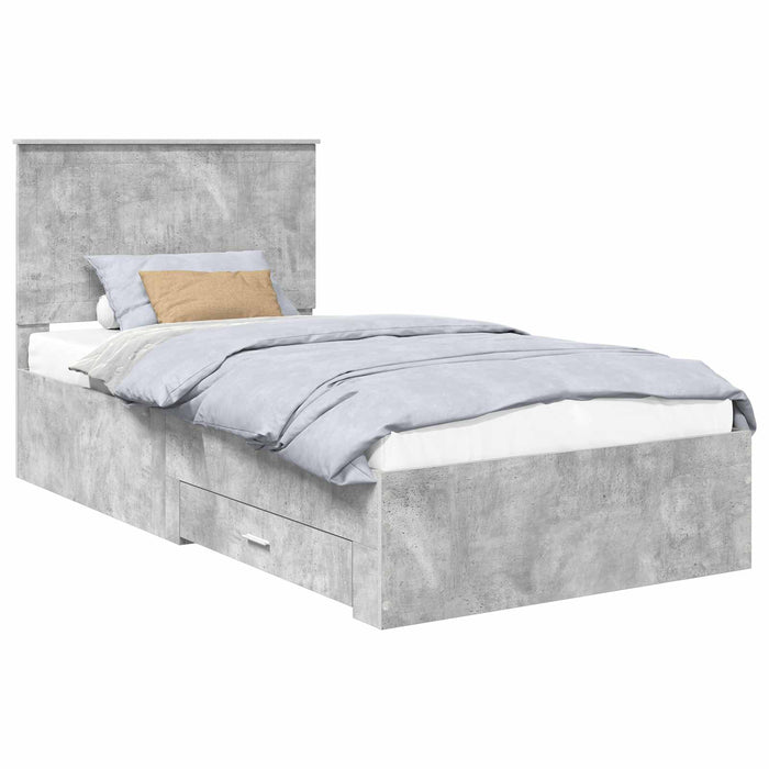 Cadru de pat cu sertar Gri din beton 100 x 200 cm Lemn compozit - WALTI WALTI