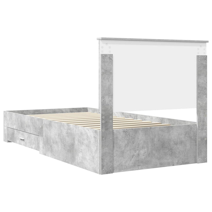 Cadru de pat cu sertar Gri din beton 100 x 200 cm Lemn compozit - WALTI WALTI