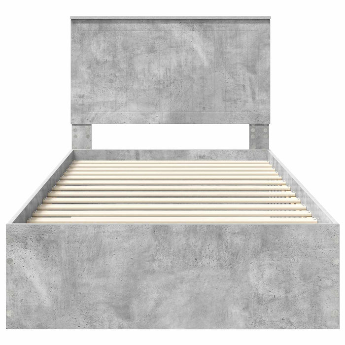 Cadru de pat cu sertar Gri din beton 100 x 200 cm Lemn compozit - WALTI WALTI