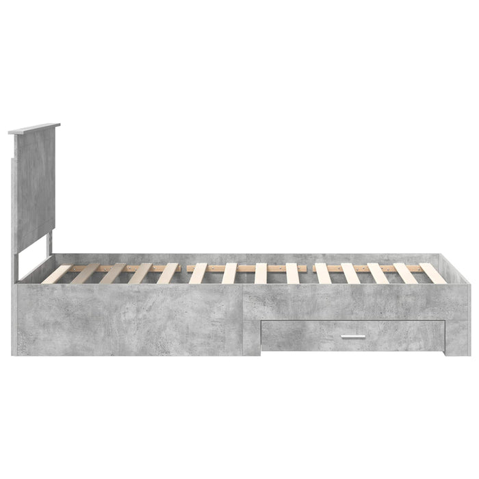 Cadru de pat cu sertar Gri din beton 100 x 200 cm Lemn compozit - WALTI WALTI