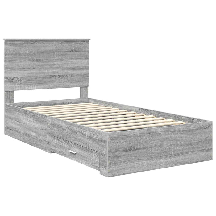 Cadru de pat cu headboard Gri Sonoma 100 x 200 cm Lemn compozit - WALTI WALTI