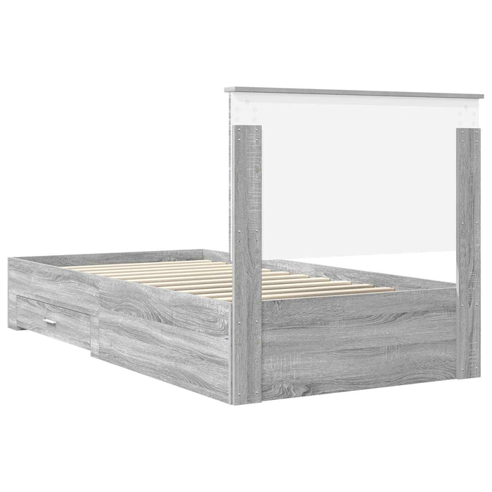 Cadru de pat cu headboard Gri Sonoma 100 x 200 cm Lemn compozit - WALTI WALTI