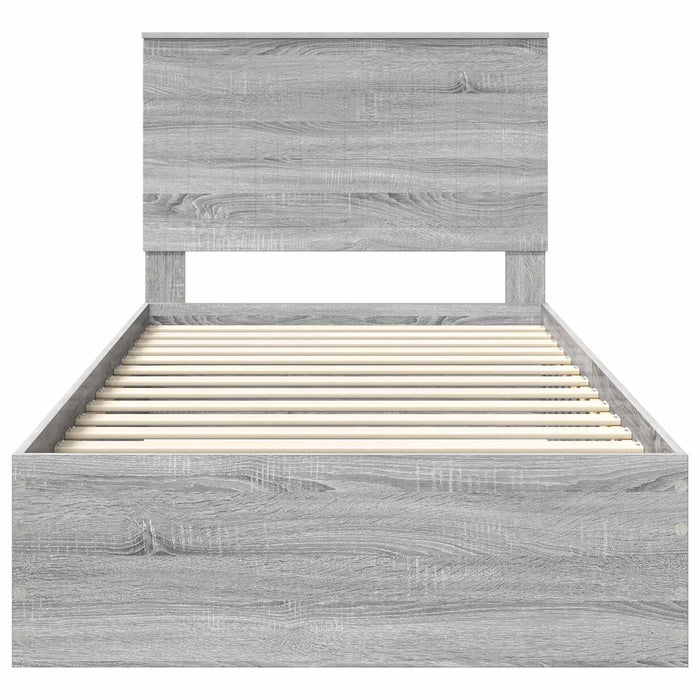 Cadru de pat cu headboard Gri Sonoma 100 x 200 cm Lemn compozit - WALTI WALTI