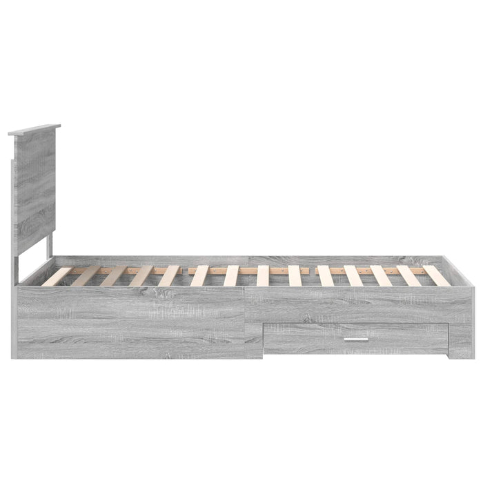 Cadru de pat cu headboard Gri Sonoma 100 x 200 cm Lemn compozit - WALTI WALTI