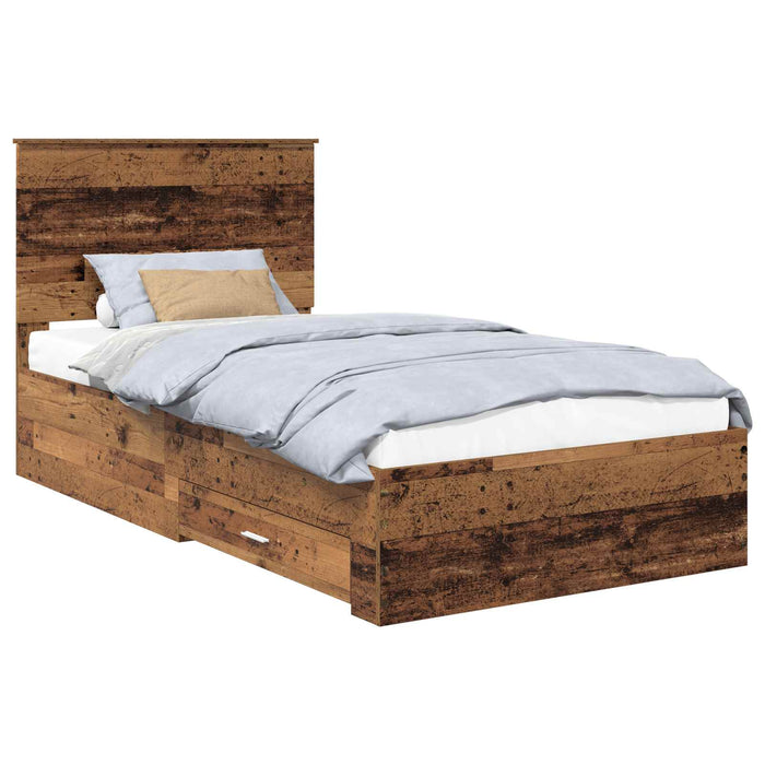 Cadru de pat cu headboard Lemn vechi 100 x 200 cm Lemn compozit - WALTI WALTI