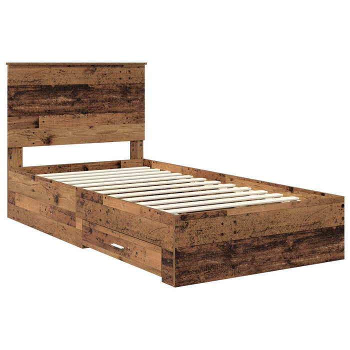 Cadru de pat cu headboard Lemn vechi 100 x 200 cm Lemn compozit - WALTI WALTI
