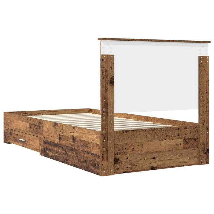 Cadru de pat cu headboard Lemn vechi 100 x 200 cm Lemn compozit - WALTI WALTI