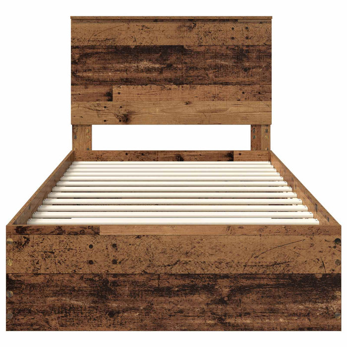 Cadru de pat cu headboard Lemn vechi 100 x 200 cm Lemn compozit - WALTI WALTI