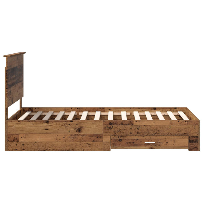 Cadru de pat cu headboard Lemn vechi 100 x 200 cm Lemn compozit - WALTI WALTI