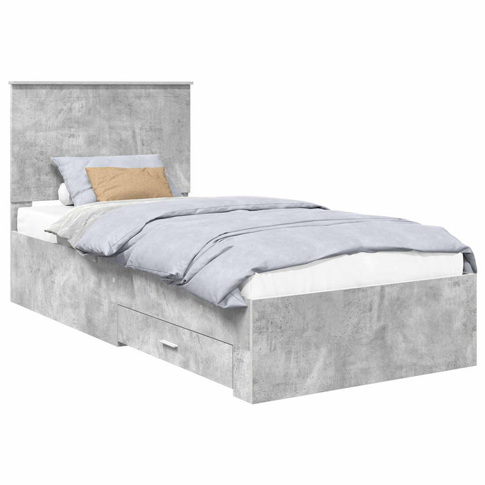 Cadru de pat cu sertar Gri din beton 90 x 200 cm Lemn compozit - WALTI WALTI