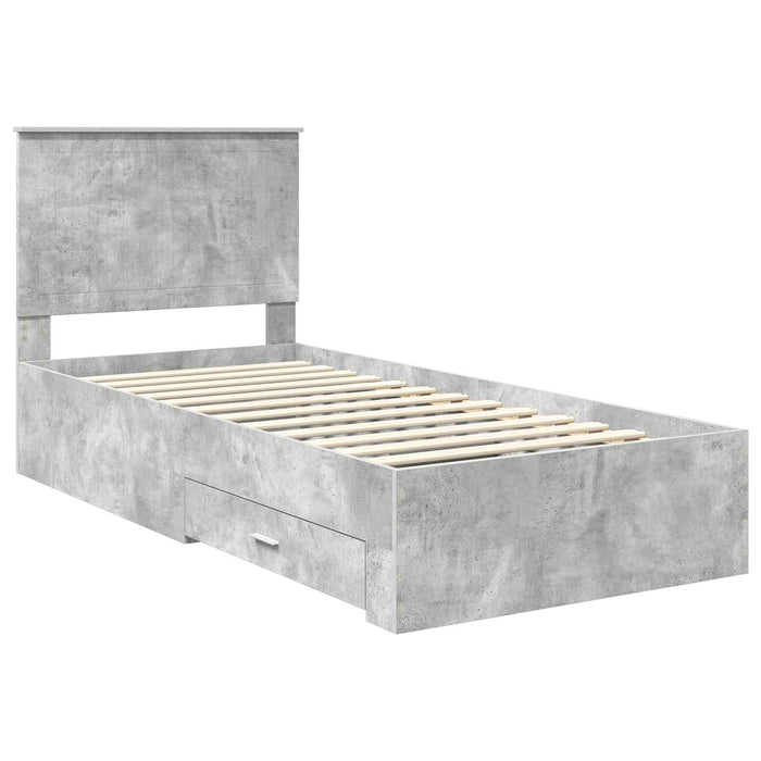 Cadru de pat cu sertar Gri din beton 90 x 200 cm Lemn compozit - WALTI WALTI