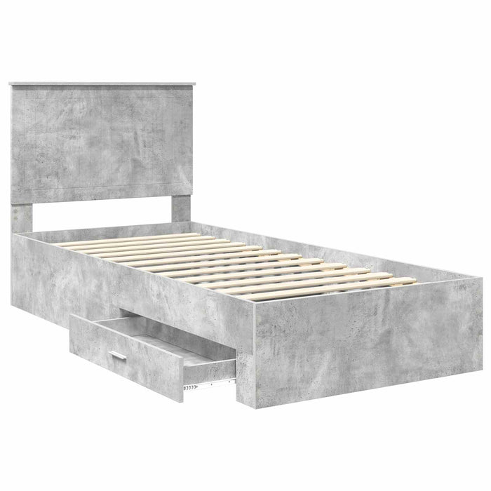 Cadru de pat cu sertar Gri din beton 90 x 200 cm Lemn compozit - WALTI WALTI