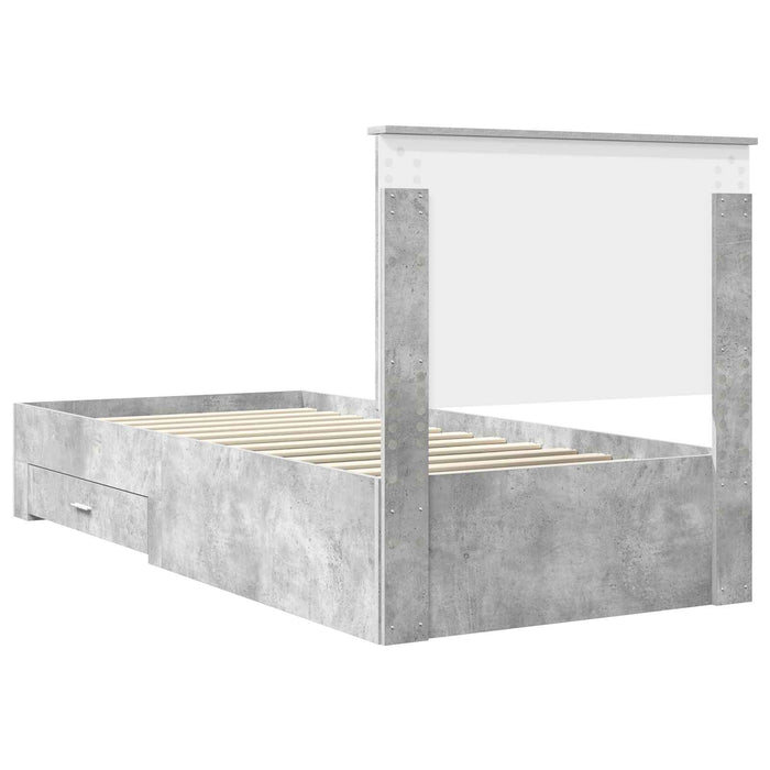 Cadru de pat cu sertar Gri din beton 90 x 200 cm Lemn compozit - WALTI WALTI