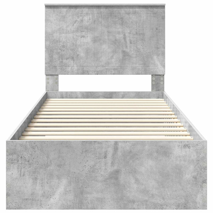 Cadru de pat cu sertar Gri din beton 90 x 200 cm Lemn compozit - WALTI WALTI