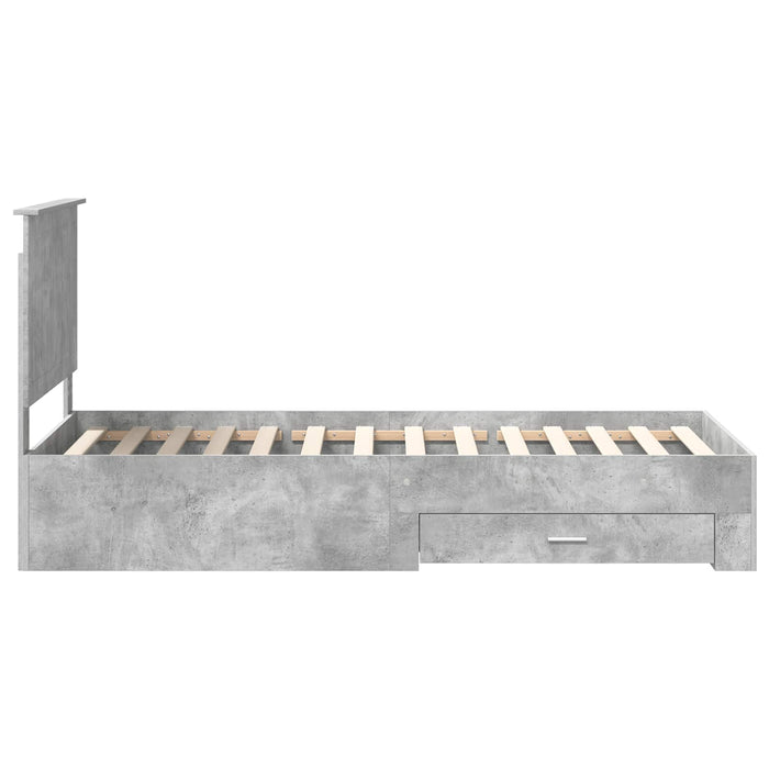 Cadru de pat cu sertar Gri din beton 90 x 200 cm Lemn compozit - WALTI WALTI