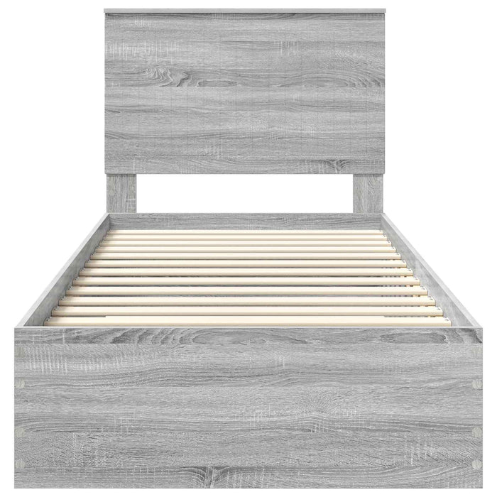 Cadru de pat cu headboard Gri Sonoma 90 x 200 cm Lemn compozit - WALTI WALTI