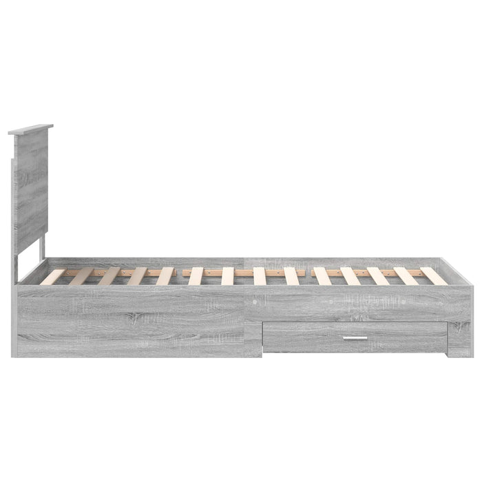 Cadru de pat cu headboard Gri Sonoma 90 x 200 cm Lemn compozit - WALTI WALTI