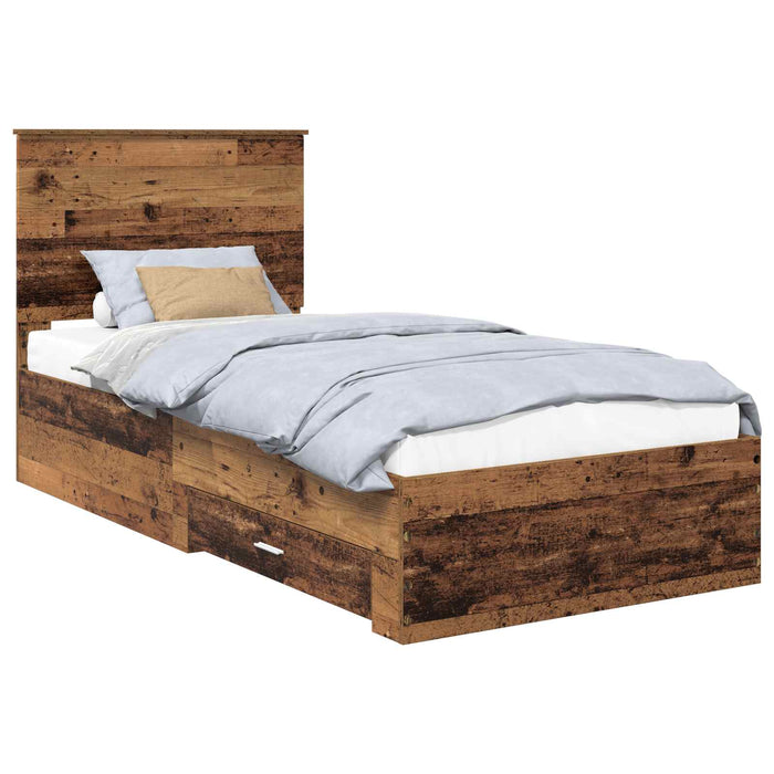 Cadru de pat cu headboard Lemn vechi 90 x 200 cm Lemn compozit - WALTI WALTI
