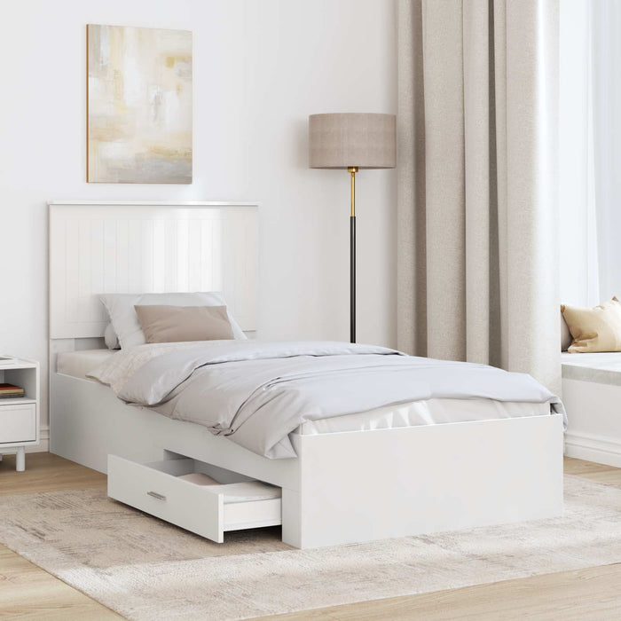 Cadru de pat cu headboard Alb 90 x 190 cm Lemn compozit - WALTI WALTI