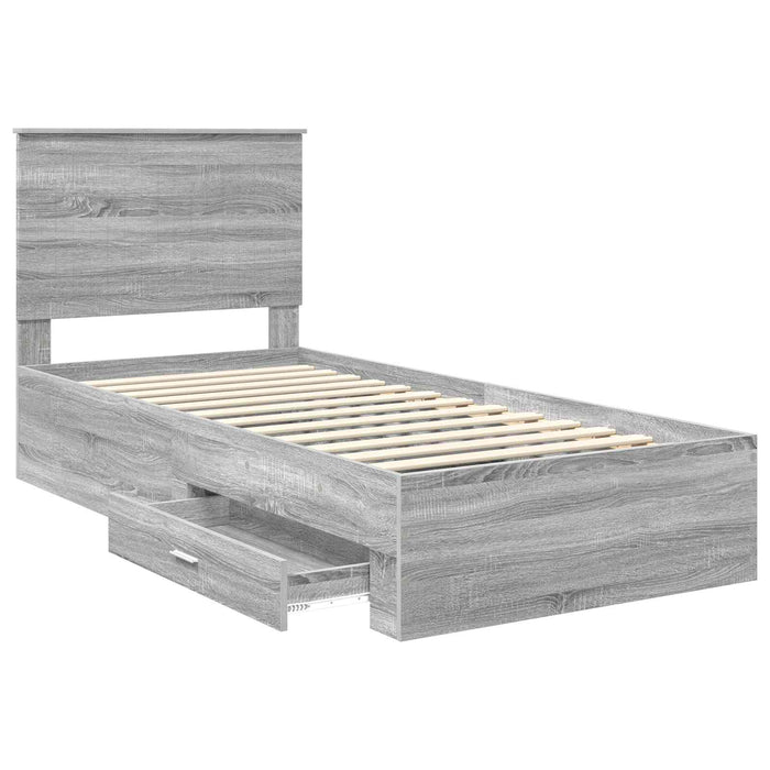 Cadru de pat cu headboard Gri Sonoma 90 x 190 cm Lemn compozit - WALTI WALTI