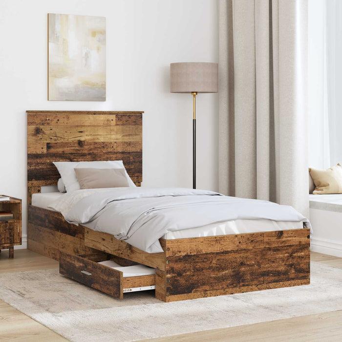 Cadru de pat cu headboard Lemn vechi 90 x 190 cm Lemn compozit - WALTI WALTI