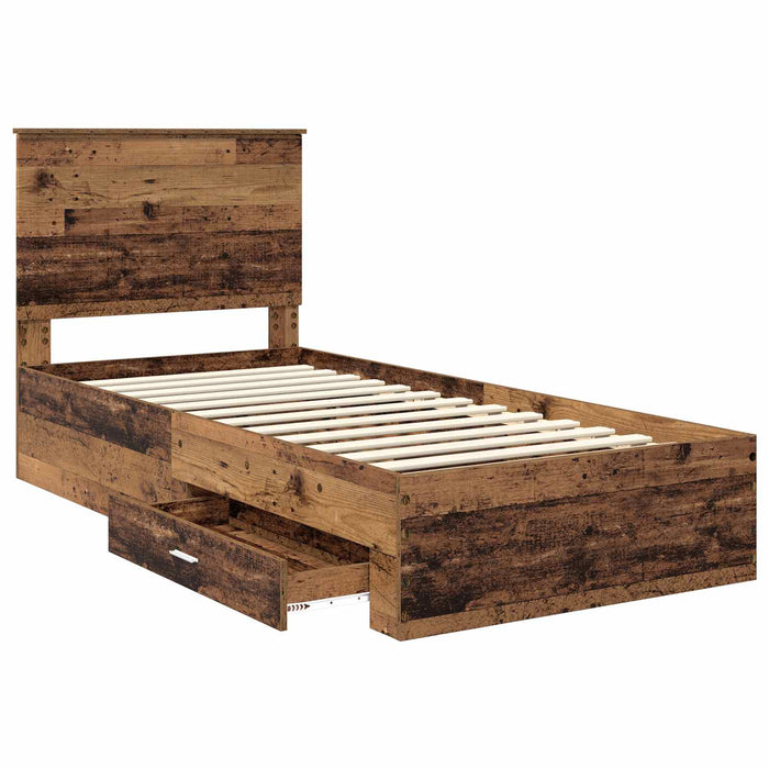 Cadru de pat cu headboard Lemn vechi 90 x 190 cm Lemn compozit - WALTI WALTI