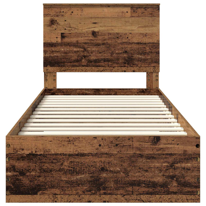 Cadru de pat cu headboard Lemn vechi 90 x 190 cm Lemn compozit - WALTI WALTI